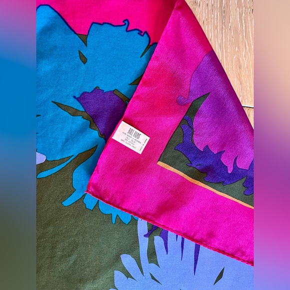 BILL BLASS For Barr & Beards Silk Scarf Vintage 70s Abstract Floral Square 30x30 - Picture 6 of 16